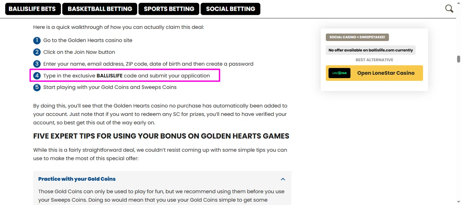 Golden Hearts Games promo code screenshot showing code BALLISLIFE applied at Golden Hearts Games checkout page. Uploaded by SimplyCodes community member mrdarcy on Sep 30, 2025