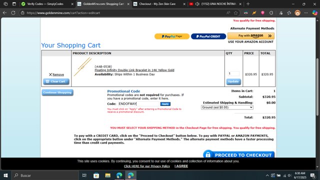 GoldenMine checkout page showing GoldenMine promo code box | Screenshot taken by SimplyCodes community member on Jun 17, 2025