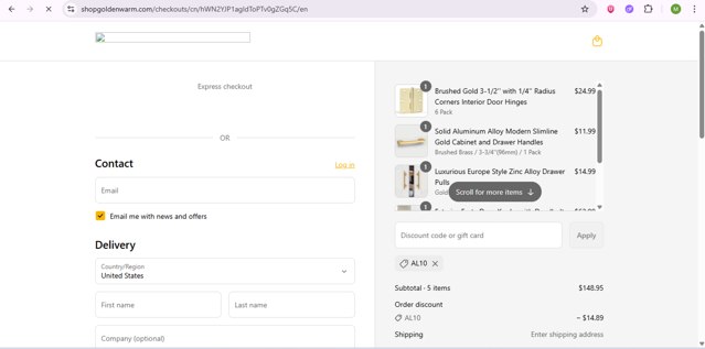 Goldenwarm checkout page showing Goldenwarm discount code box | Screenshot taken by SimplyCodes community member on Sep 3, 2025