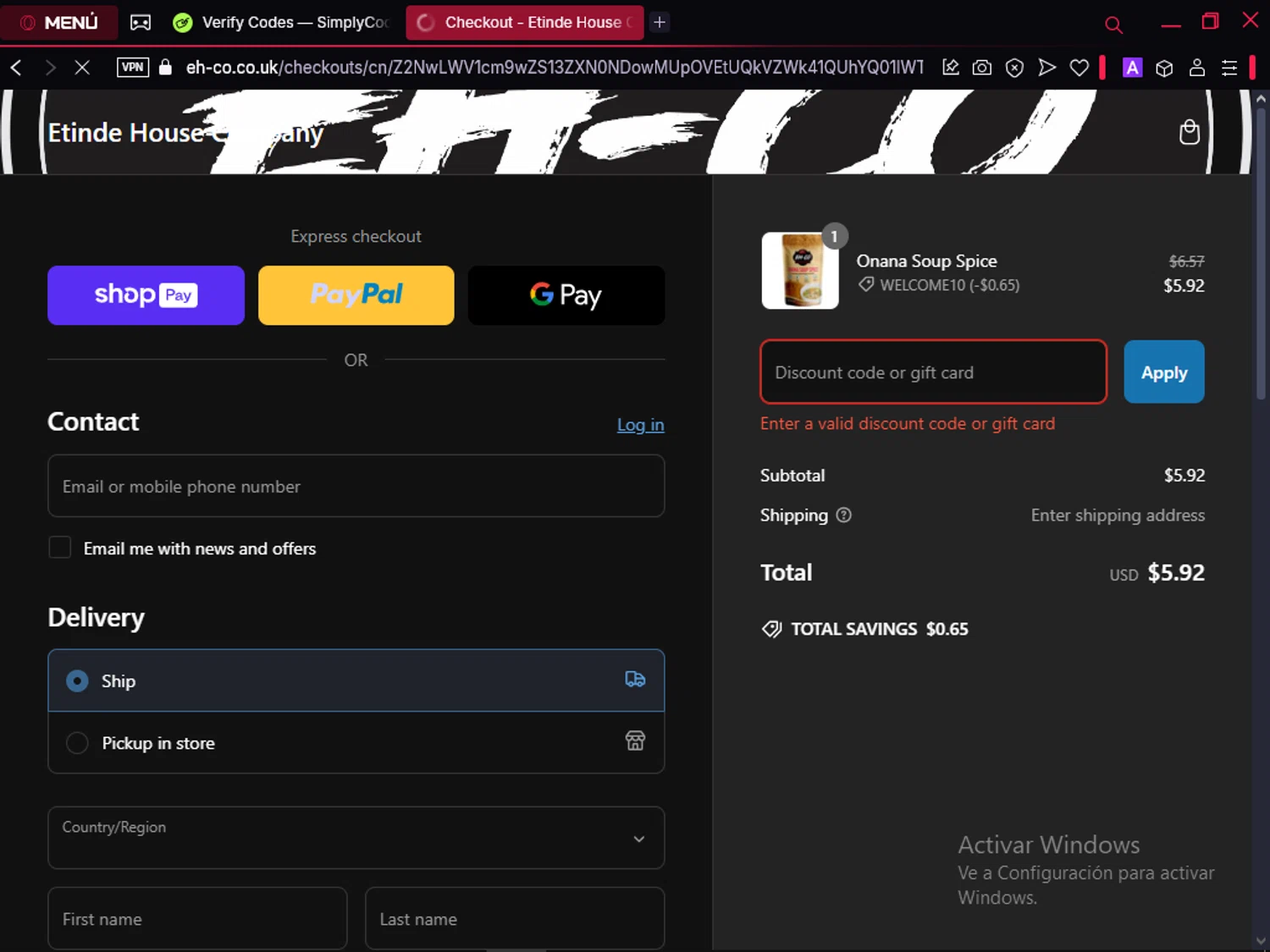 Goldfield & Banks promo code screenshot showing code SECRET20N9QPG855 applied at Goldfield & Banks checkout page. Uploaded by SimplyCodes community member FrugalTiger5589 on Mar 8, 2025
