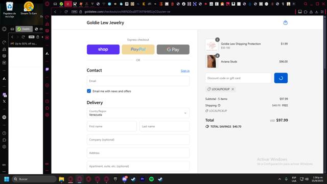 Goldie Lew checkout page showing Goldie Lew discount code box | Screenshot taken by SimplyCodes community member on Sep 15, 2025