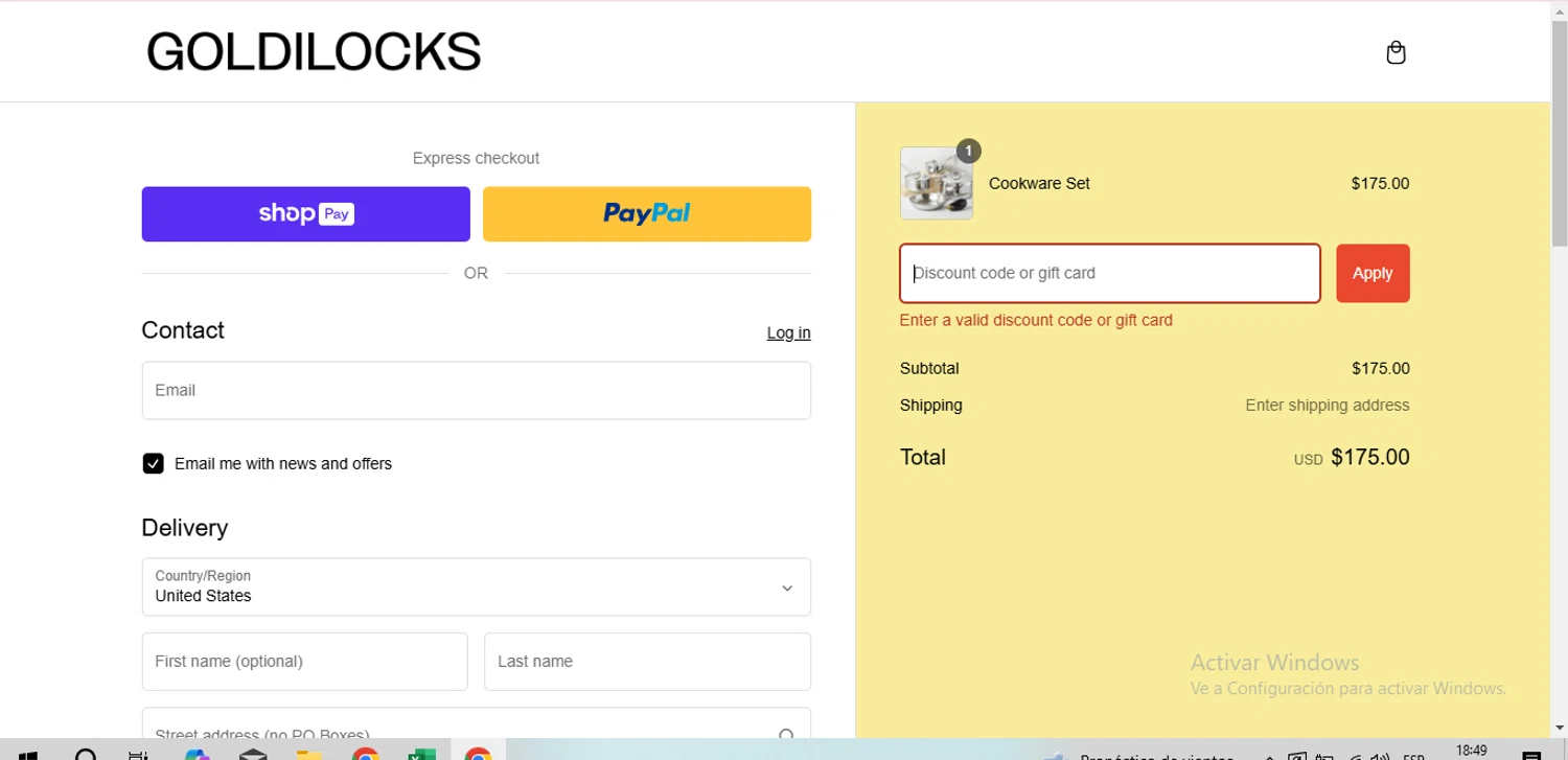 Goldilocks discount code screenshot showing code WELCOME20 applied at Goldilocks checkout page. Uploaded by SimplyCodes community member Doncangrejo on Jan 25, 2025