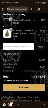 Gold Spectrum coupon verification screenshot