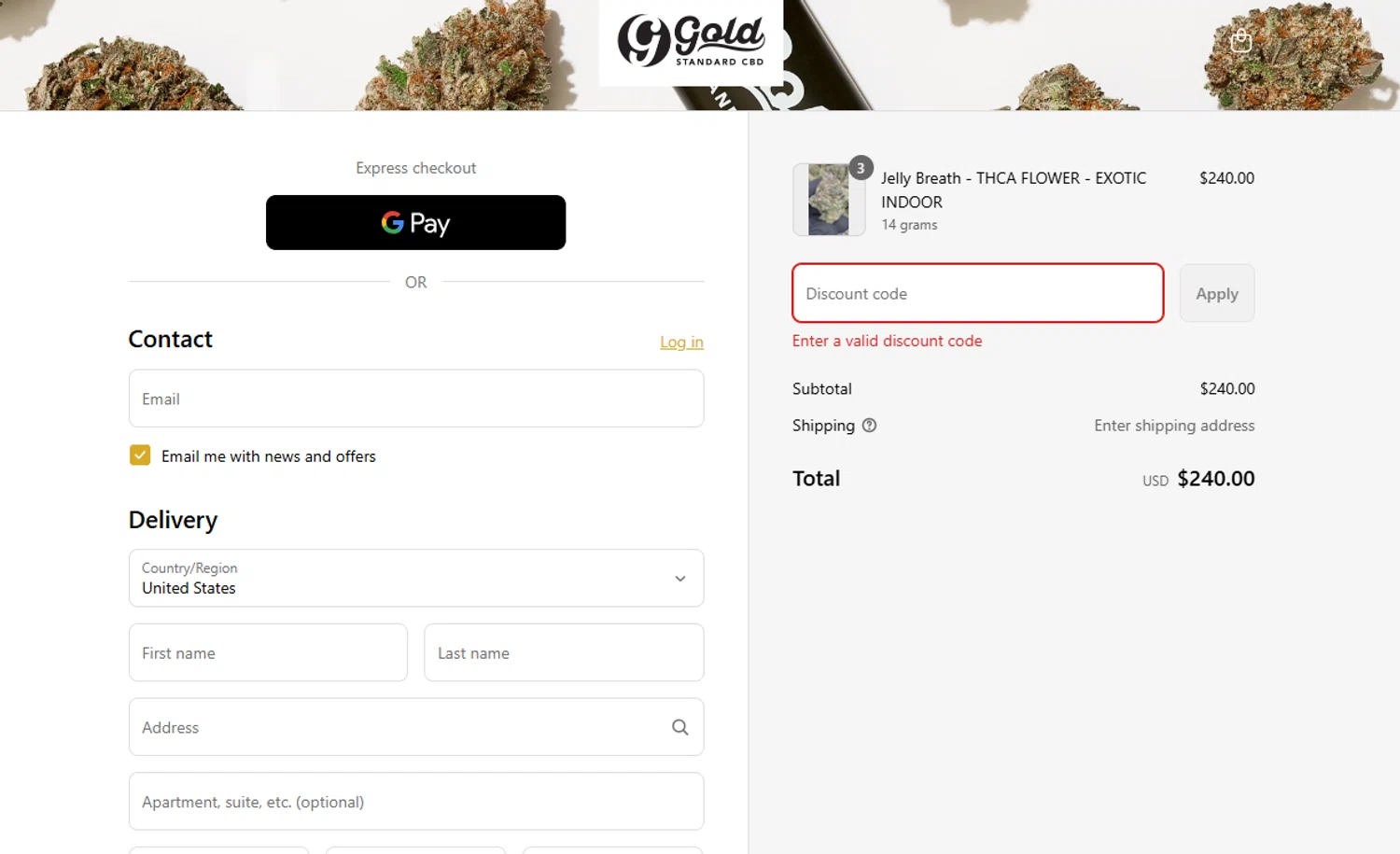 Gold Standard CBD discount code screenshot showing code FRIDAY13 applied at Gold Standard CBD checkout page. Uploaded by SimplyCodes community member joandgray9 on Jul 27, 2025