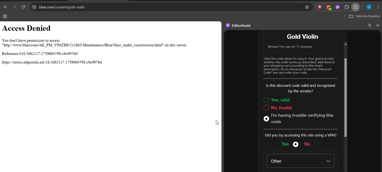 Gold Violin coupon code screenshot showing code B3PHQ applied at Gold Violin checkout page. Uploaded by SimplyCodes community member Jeanjc on Oct 4, 2025
