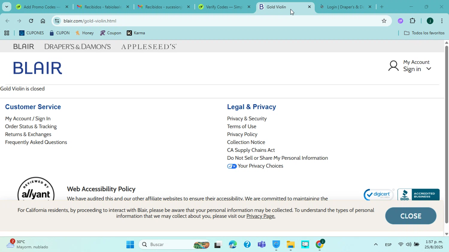 Gold Violin coupon code screenshot showing code B4MQU applied at Gold Violin checkout page. Uploaded by SimplyCodes community member jorgejavierherrera on Aug 25, 2025