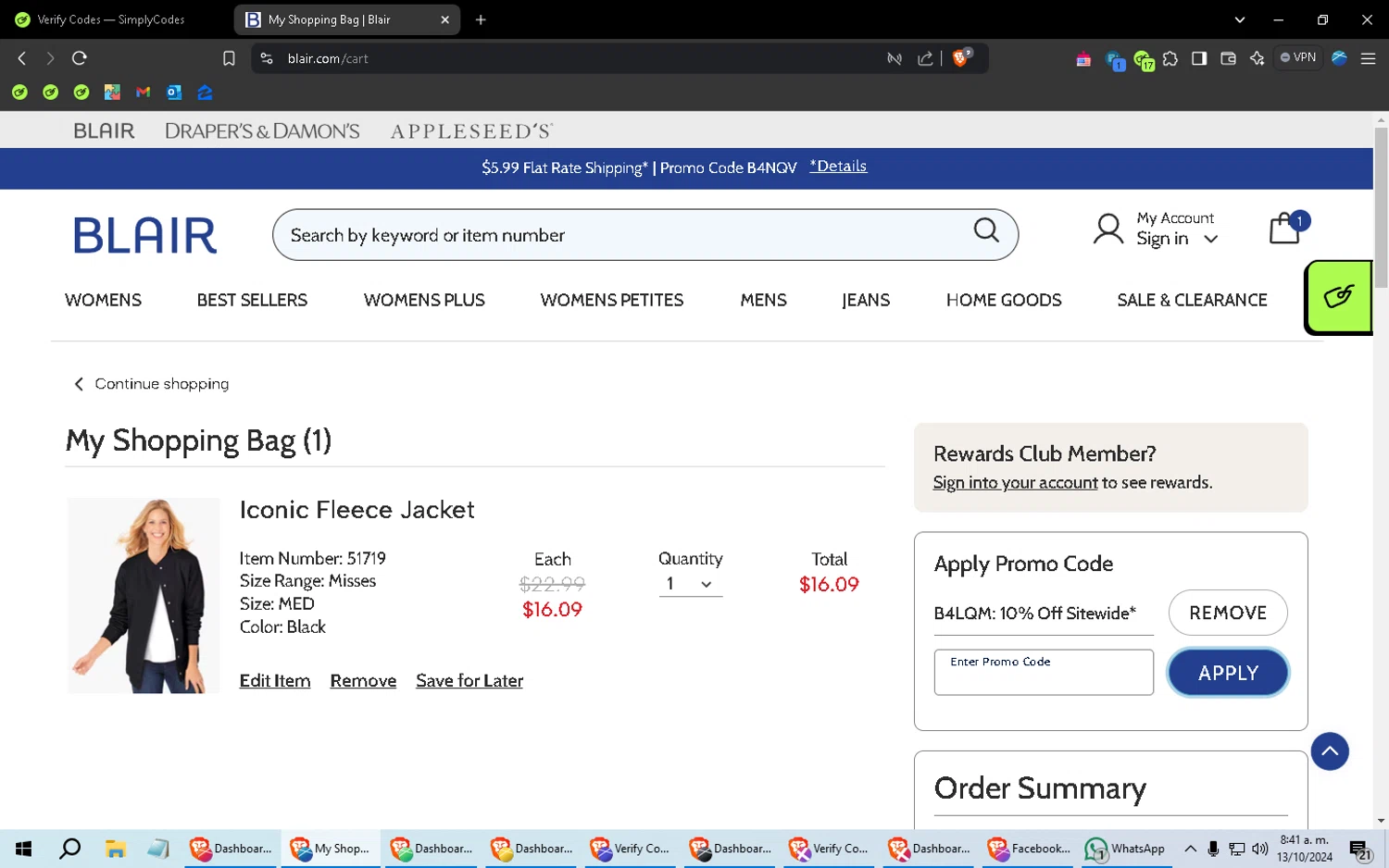 Gold Violin checkout page showing Gold Violin coupon code box | Screenshot taken by SimplyCodes community member on Oct 13, 2024