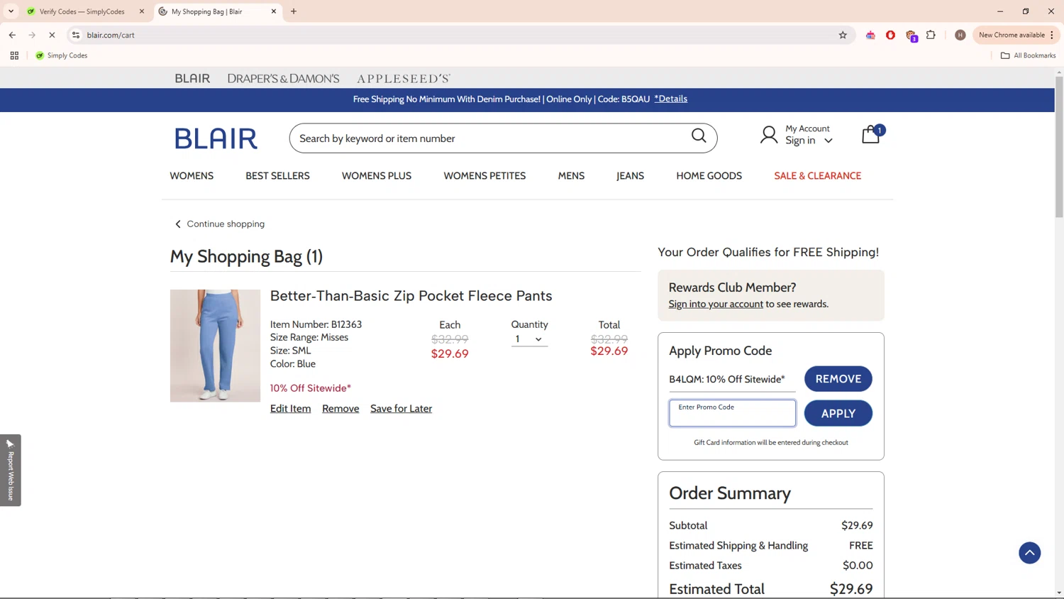 Gold Violin coupon code screenshot showing code B4LQM applied at Gold Violin checkout page. Uploaded by SimplyCodes community member PrimeMaverick7854 on Jan 8, 2025
