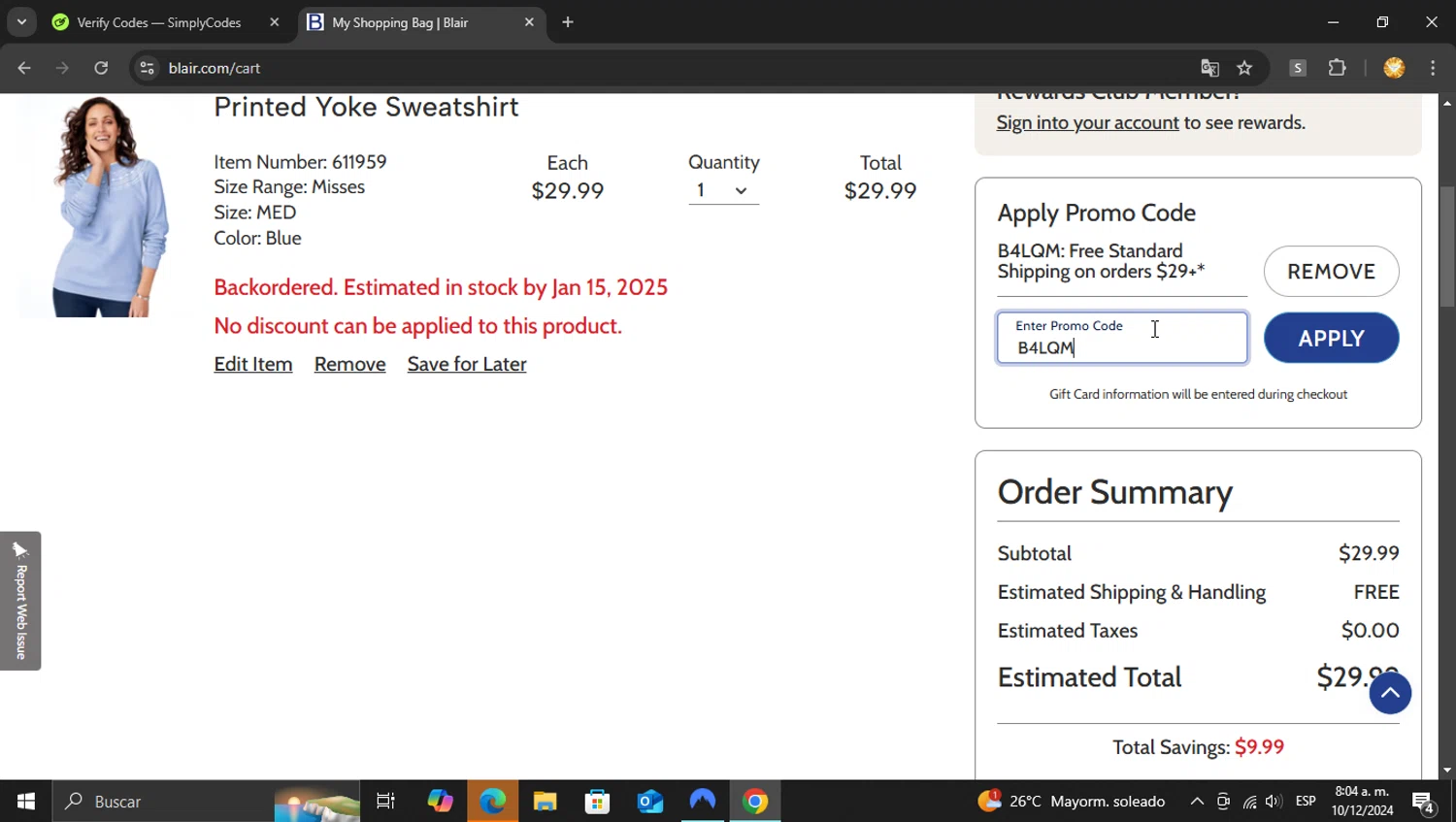 Gold Violin checkout page showing Gold Violin coupon code box | Screenshot taken by SimplyCodes community member on Dec 10, 2024