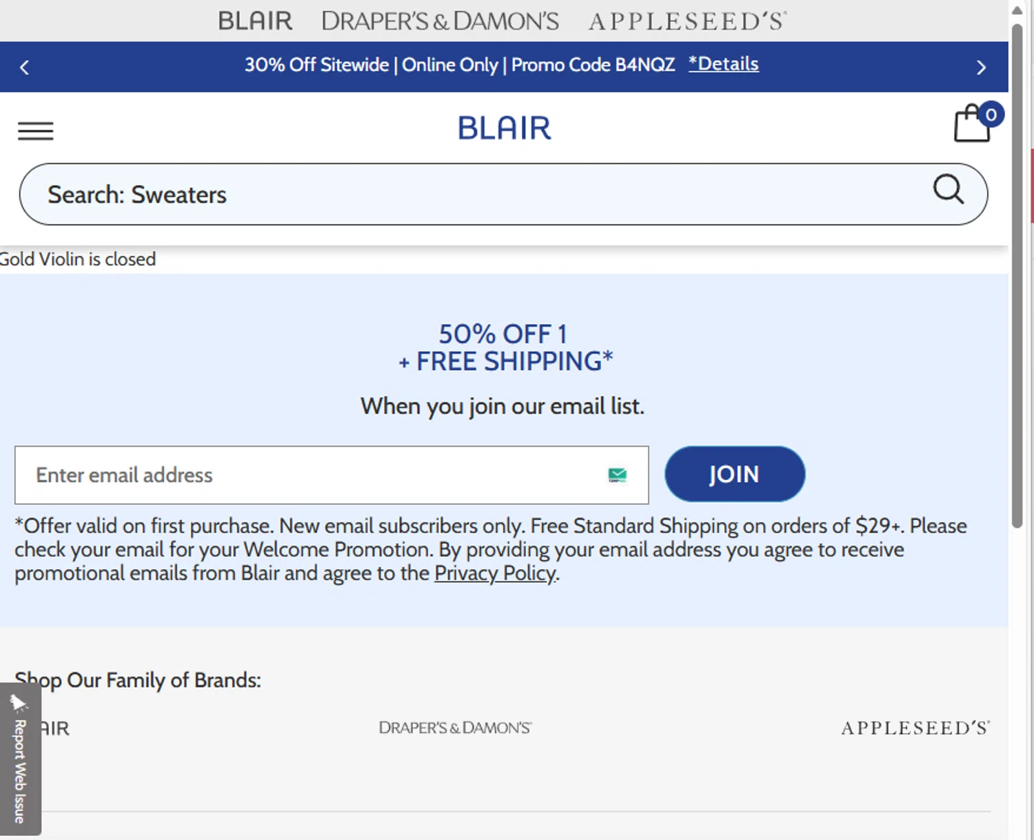 Gold Violin checkout page showing Gold Violin coupon code box | Screenshot taken by SimplyCodes community member on Nov 16, 2024