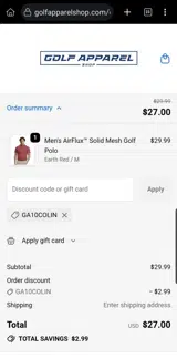 GA10COLIN coupon verification screenshot