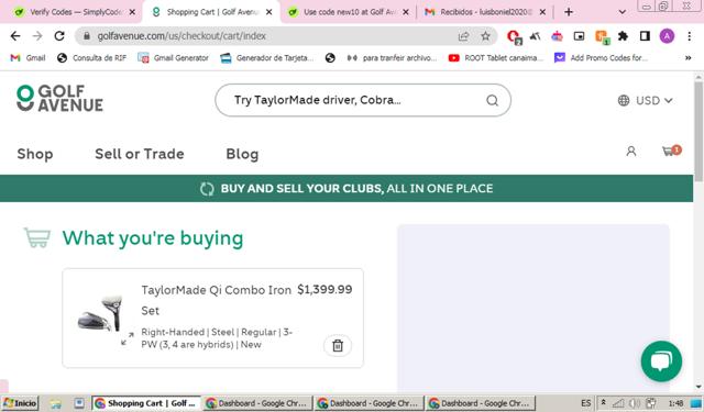 Golf Avenue checkout page showing Golf Avenue promo code box | Screenshot taken by SimplyCodes community member on Sep 20, 2024