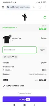 KELGO44 coupon verification screenshot
