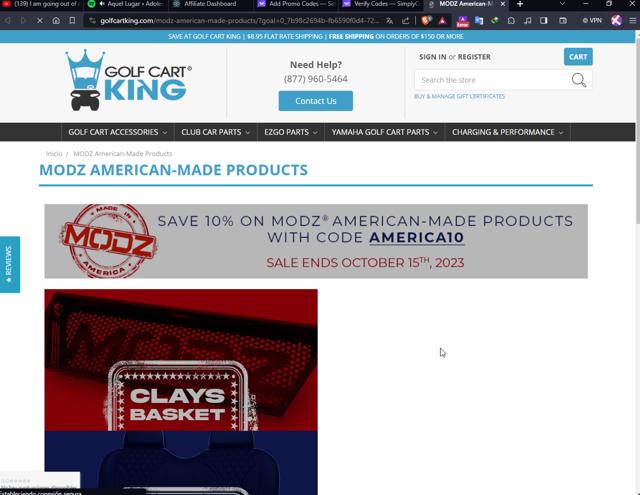 Golf Cart King checkout page showing Golf Cart King coupon code box | Screenshot taken by SimplyCodes community member on Dec 24, 2023