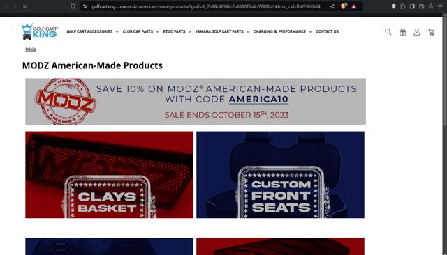 Golf Cart King checkout page showing Golf Cart King coupon code box | Screenshot taken by SimplyCodes community member on Sep 10, 2024