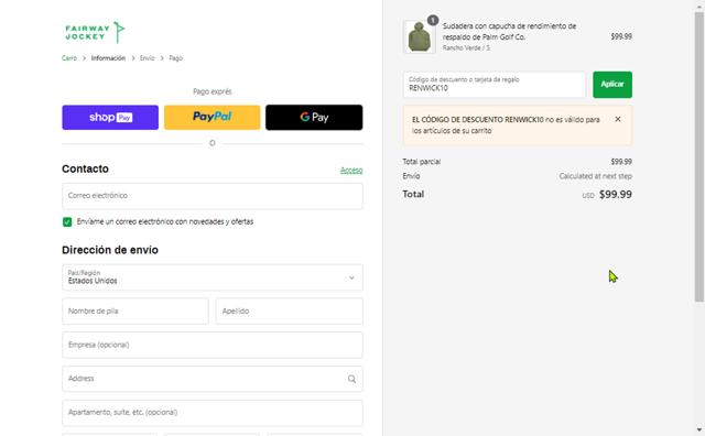 GOLF.com checkout page showing GOLF.com discount code box | Screenshot taken by SimplyCodes community member on Sep 2, 2024