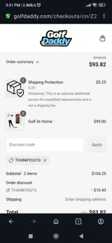 Thankyou10 coupon verification screenshot
