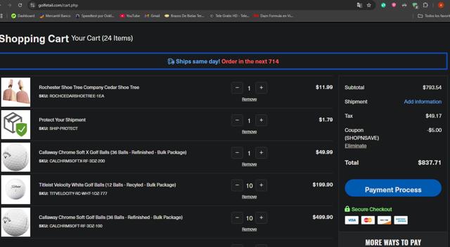 GolfEtail.com checkout page showing GolfEtail.com promo code box | Screenshot taken by SimplyCodes community member on Jul 21, 2025