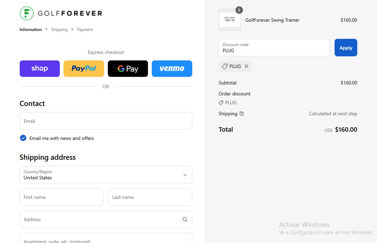 GolfForever discount code screenshot showing code PLUG applied at GolfForever checkout page. Uploaded by SimplyCodes community member WonderW on Aug 31, 2025