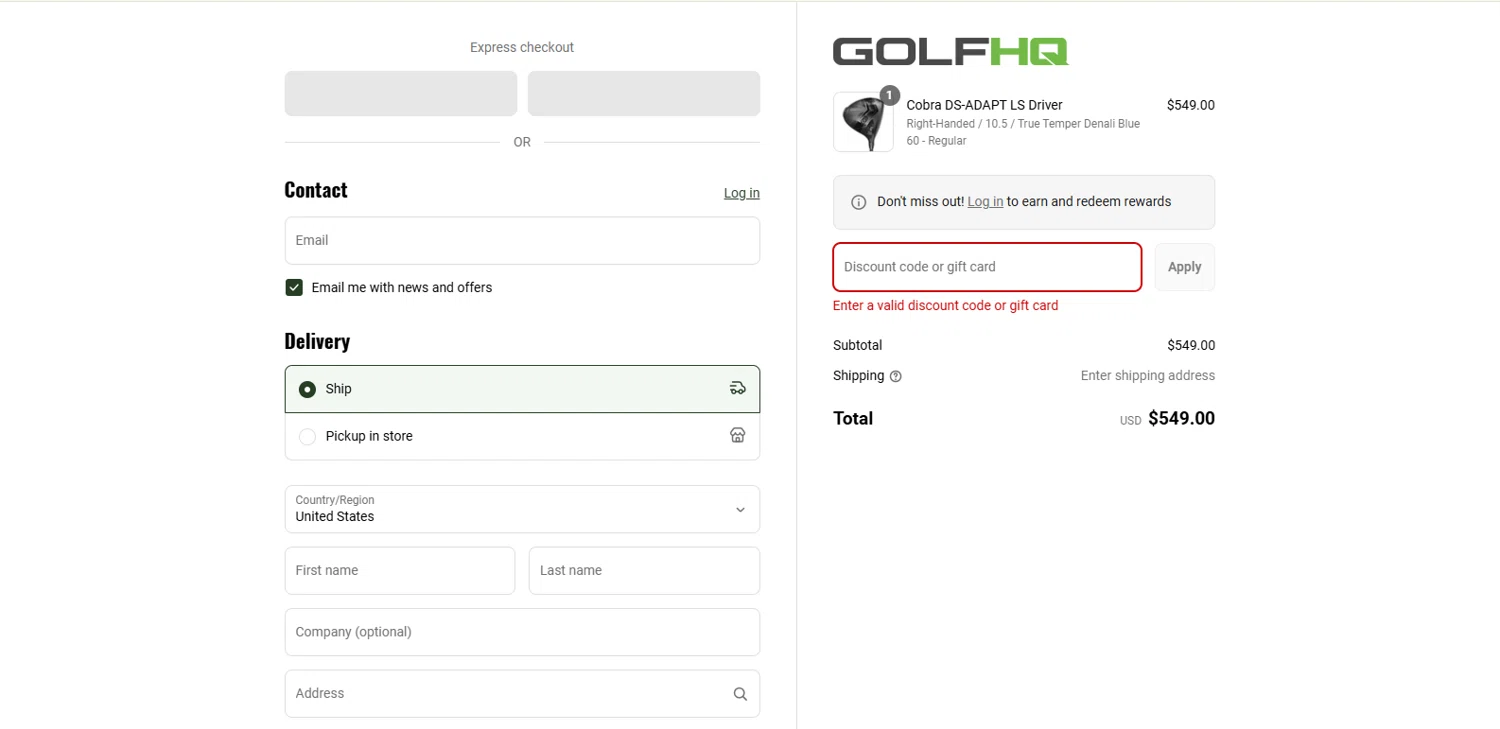 GolfHQ promo code screenshot showing code 15off applied at GolfHQ checkout page. Uploaded by SimplyCodes community member kalltrom21 on Jul 9, 2025