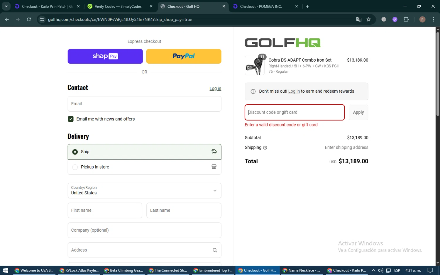 GolfHQ promo code screenshot showing code 15off applied at GolfHQ checkout page. Uploaded by SimplyCodes community member RoyalSleuth6331 on Jul 9, 2025