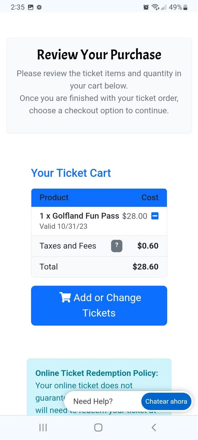 Golfland Sunsplash checkout page showing Golfland Sunsplash coupon code box | Screenshot taken by SimplyCodes community member on Oct 30, 2023