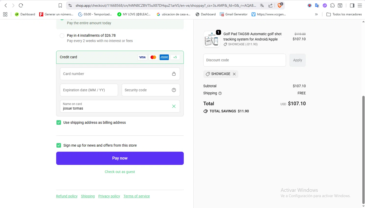 Golf Pad checkout page showing Golf Pad discount code box | Screenshot taken by SimplyCodes community member on Jan 30, 2026