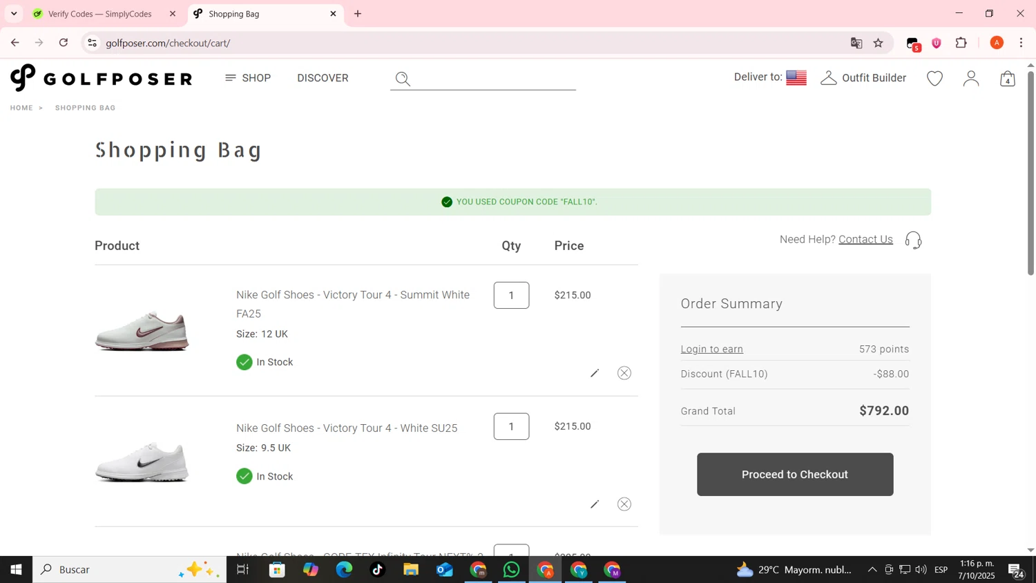 GolfPoser checkout page showing GolfPoser promo code box | Screenshot taken by SimplyCodes community member on Oct 7, 2025