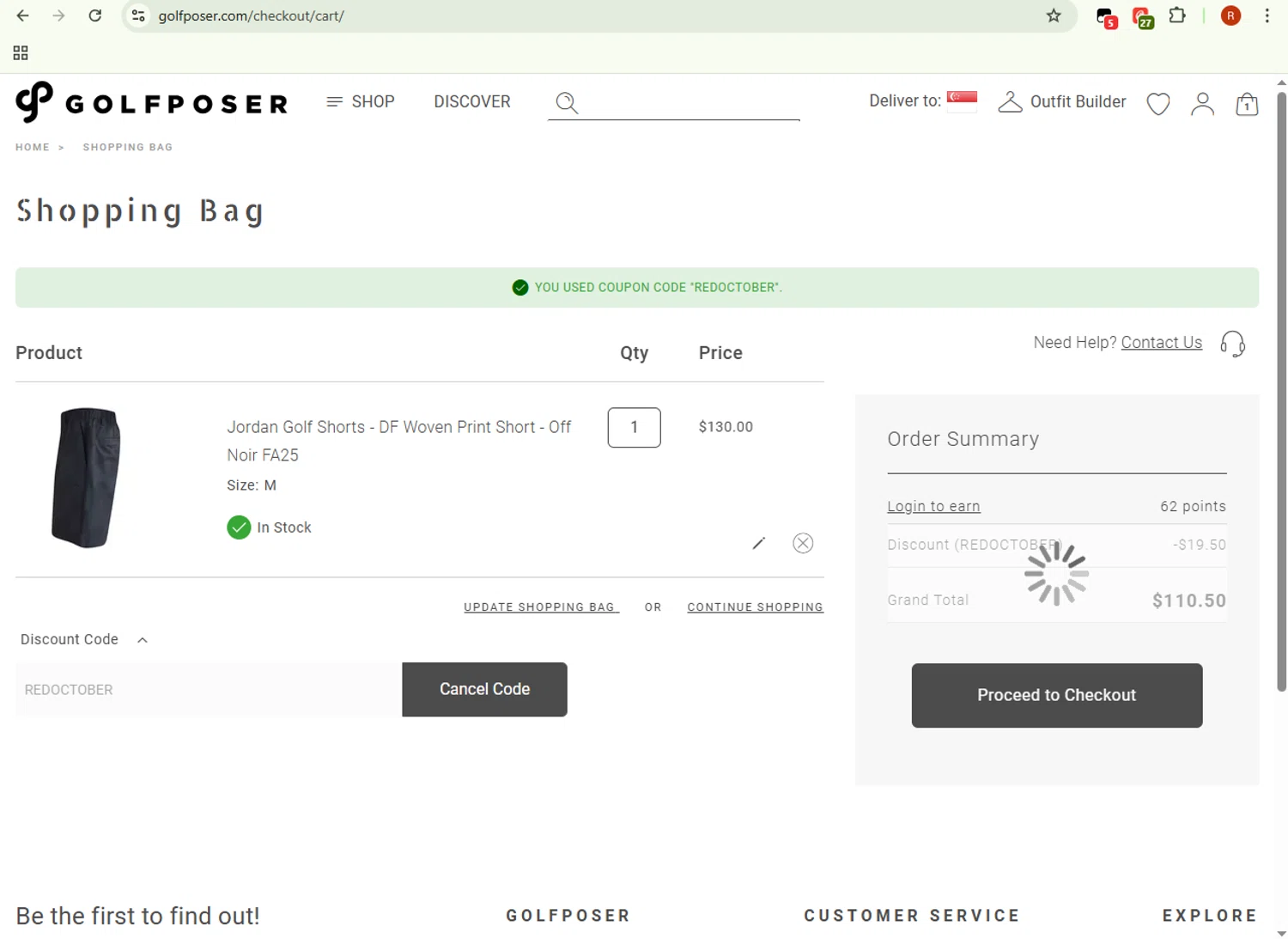 GolfPoser checkout page showing GolfPoser promo code box | Screenshot taken by SimplyCodes community member on Oct 20, 2025