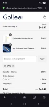 Gollee coupon verification screenshot