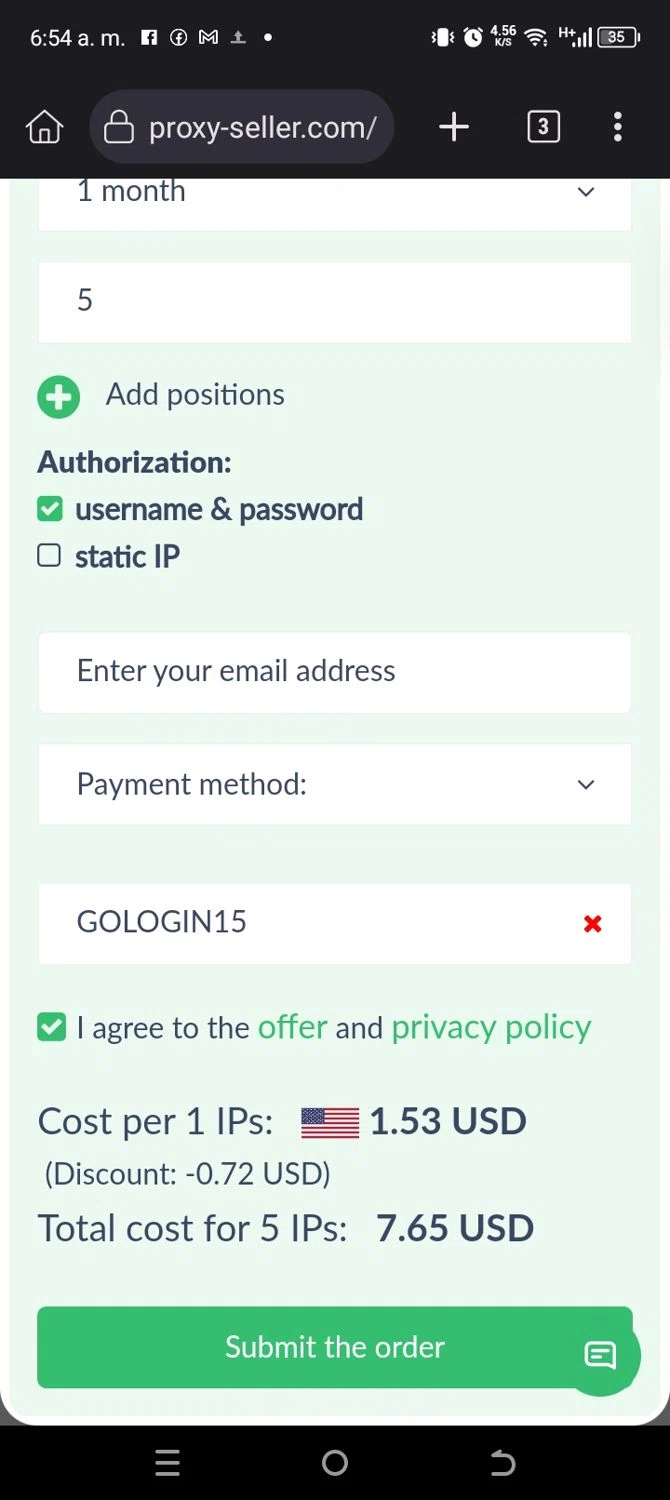 GoLogin checkout page showing GoLogin promo code box | Screenshot taken by SimplyCodes community member on Feb 13, 2025