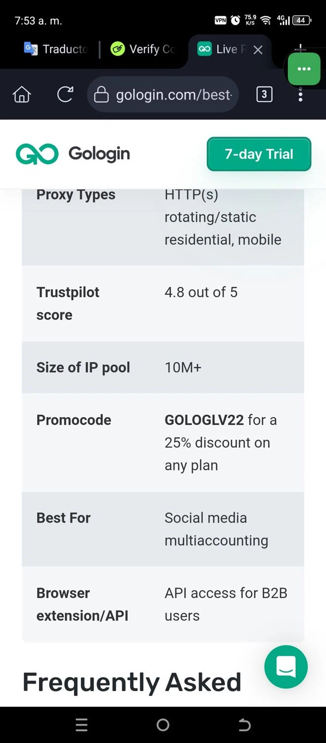 GoLogin checkout page showing GoLogin promo code box | Screenshot taken by SimplyCodes community member on Apr 17, 2025