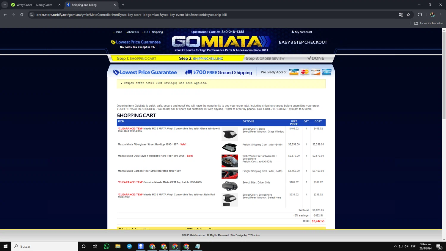 how to use Go Miata coupons