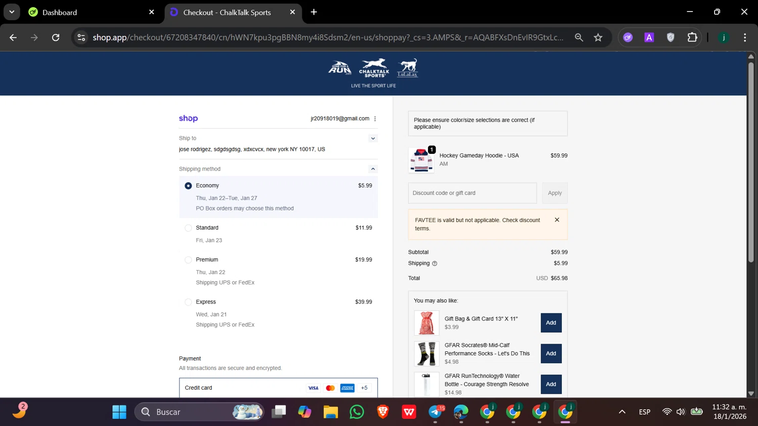 Gone For A Run checkout page showing Gone For A Run coupon code box | Screenshot taken by SimplyCodes community member on Jan 18, 2026