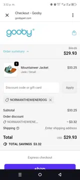 Gooby coupon verification screenshot