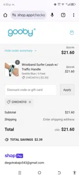 Gooby coupon verification screenshot