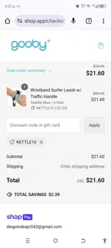 Gooby coupon verification screenshot