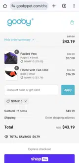 Gooby coupon verification screenshot