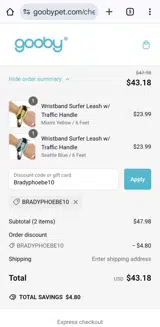 Gooby coupon verification screenshot
