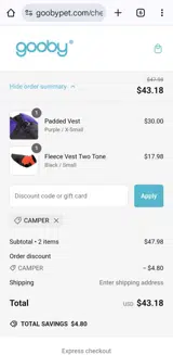 Gooby coupon verification screenshot