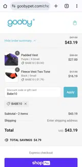 Gooby coupon verification screenshot
