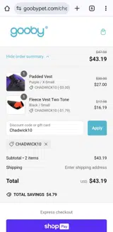 Gooby coupon verification screenshot