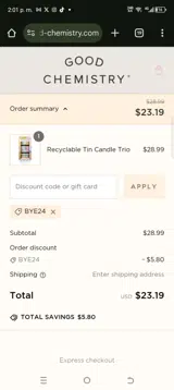 Good Chemistry coupon verification screenshot
