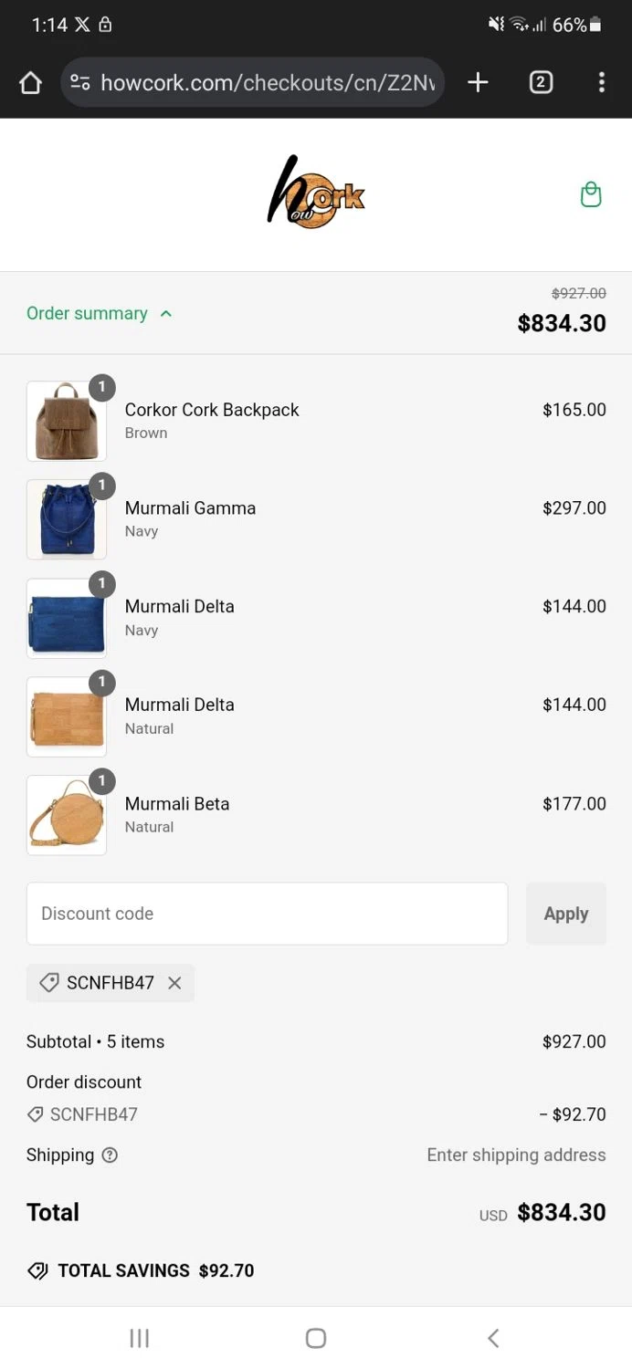 Good Cuppa Coffee checkout page showing Good Cuppa Coffee promo code box | Screenshot taken by SimplyCodes community member on Jan 19, 2025