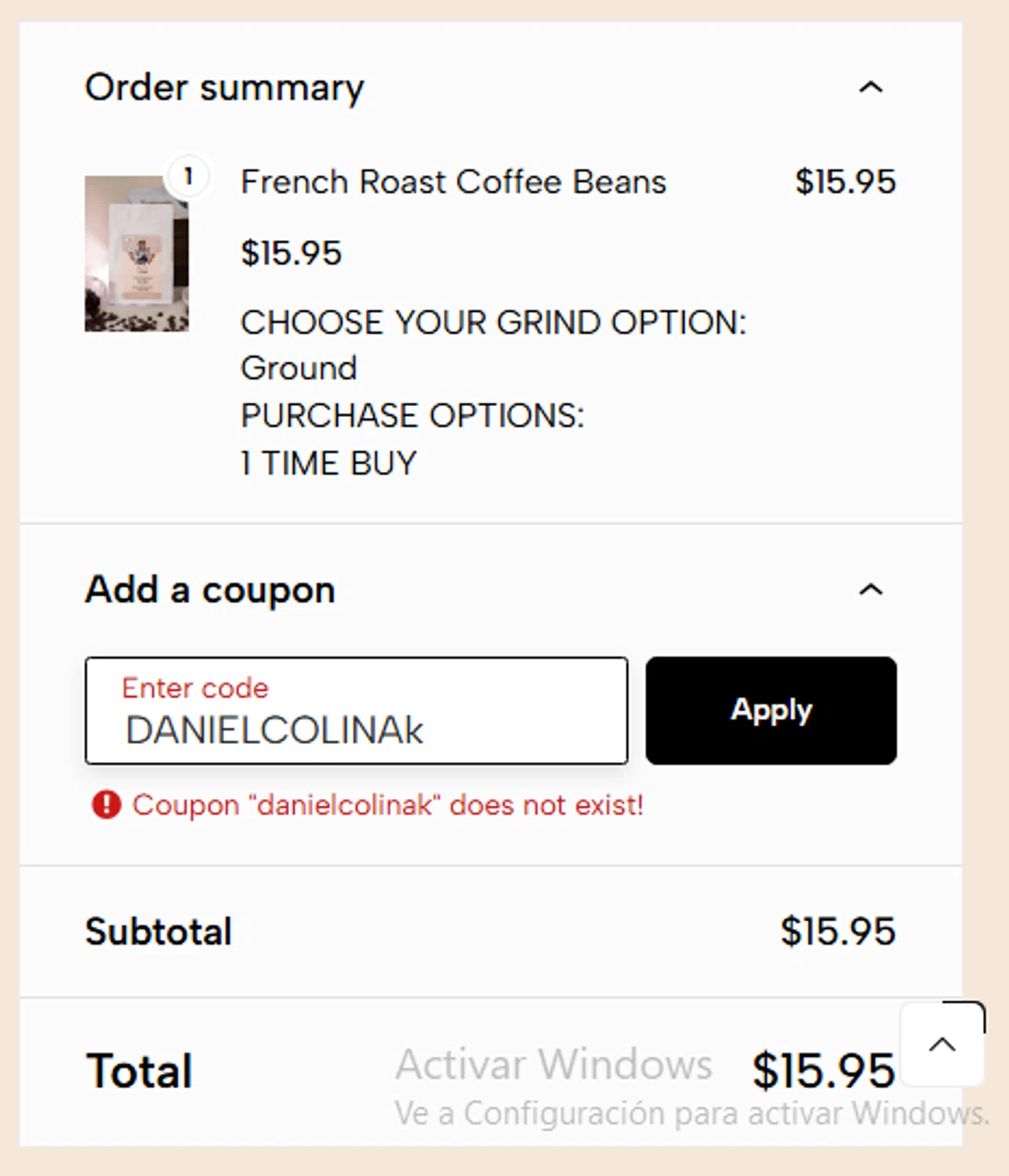 Good Cuppa Coffee checkout page showing Good Cuppa Coffee promo code box | Screenshot taken by SimplyCodes community member on Dec 2, 2024