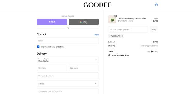 Goodee checkout page showing Goodee promo code box | Screenshot taken by SimplyCodes community member on Sep 3, 2025