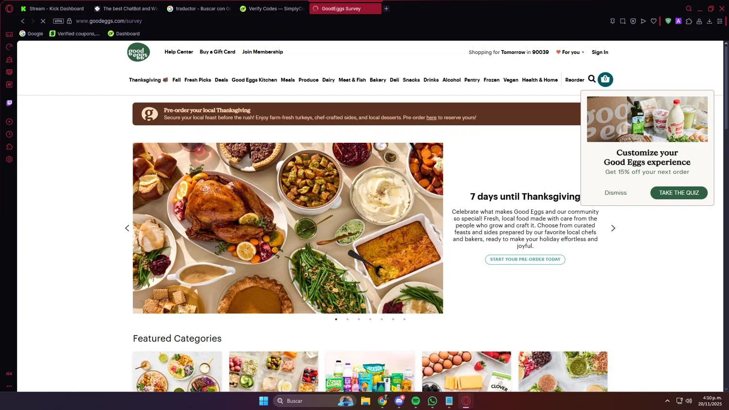 Good Eggs checkout page showing Good Eggs promo code box | Screenshot taken by SimplyCodes community member on Nov 20, 2025
