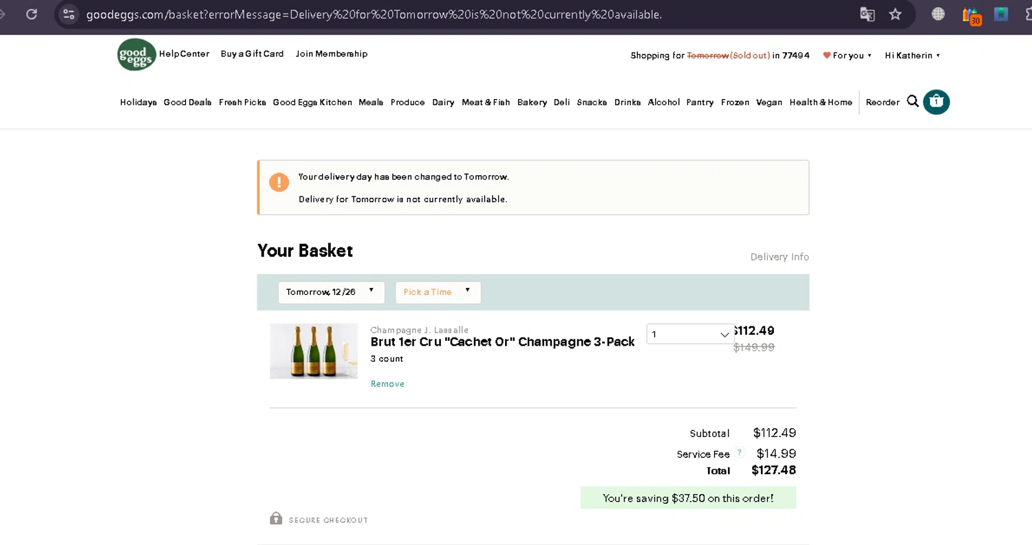 Good Eggs promo code screenshot showing code NYE20 applied at Good Eggs checkout page. Uploaded by SimplyCodes community member ThriftyRanger5740 on Dec 25, 2025