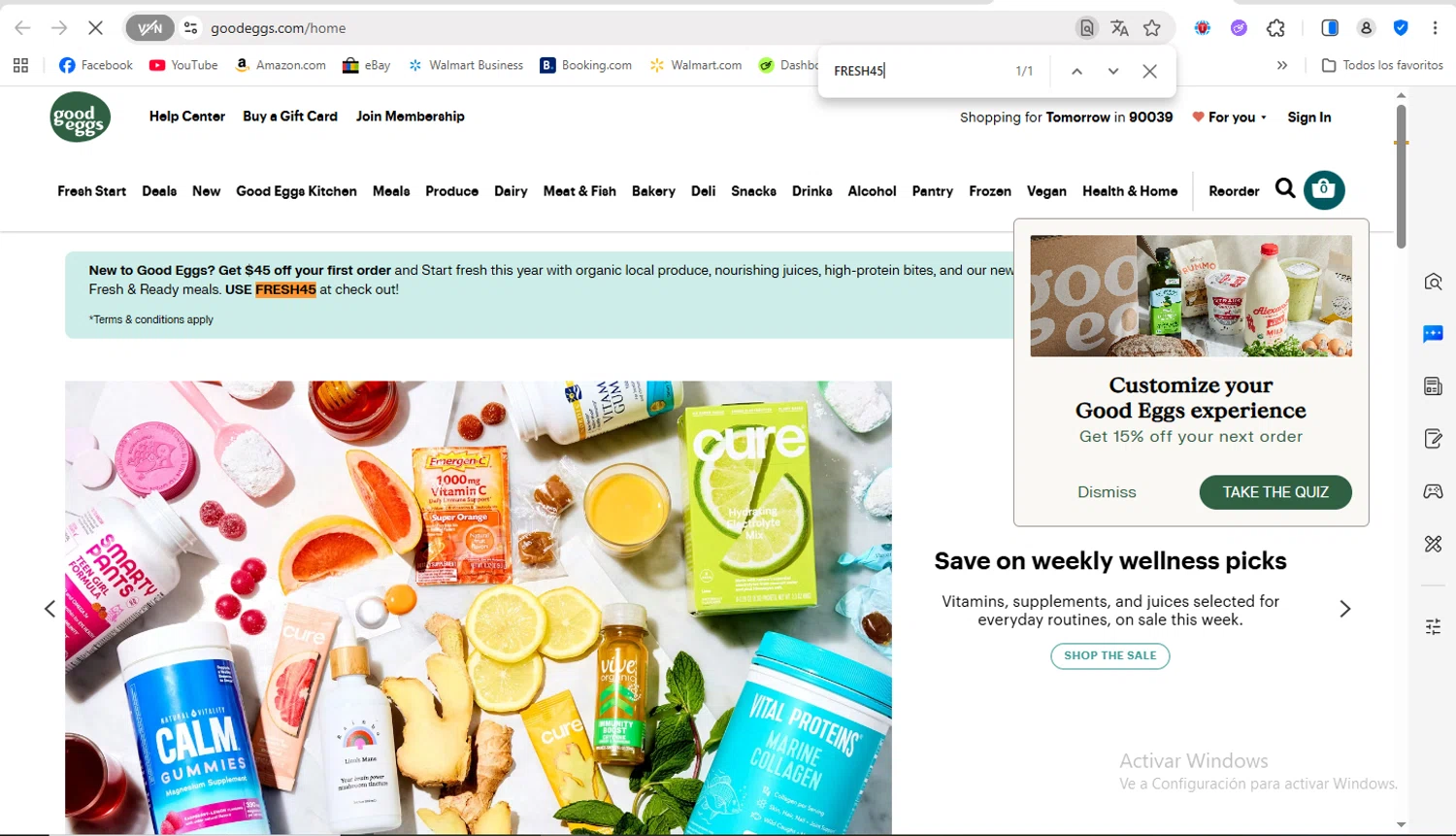 Good Eggs checkout page showing Good Eggs promo code box | Screenshot taken by SimplyCodes community member on Jan 23, 2026