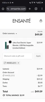 ANGEL2211 coupon verification screenshot